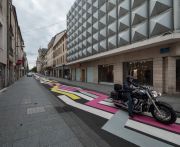 <p>Lang/Baumann, <em>Street Painting #8</em>, 2015, road marking paint, 165 x 3 m, installation view, Rue de la Visitation / Rue des Ponts, Nancy France, Courtesy: Ville de Nancy</p>
