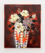 <p>Klodin Erb,&nbsp;<em>Flowers for Sale #18,</em> 2022, Acrylic, oil and spray paint on printed PVC tablecloth, 60 x 50 cm</p>
