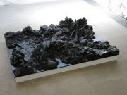 <p>Julia Steiner, <em>asking the ground</em>, 2014, clay, black lacquer, 90 x 320 x 410 cm</p>
