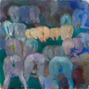 <p>Xie Nanxing, <em>Untitled (Slightly Faster) </em>, 2023, middle, oil on canvas, 200 x 200 cm</p>
