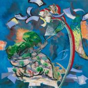 <p>Xie Nanxing,&nbsp;<em>Untitled (Slightly Faster),</em> 2023, oil on canvas, 200 x 200 cm (left)</p>
