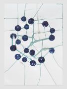 <p>Mirko Baselgia, <em>village structures I,</em> 2022, walnut ink and indigo blue ink on paper, 70 x 50 cm</p>

