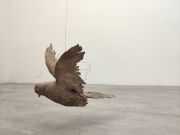 <p>Julia Steiner, <em>flight (weight) I</em>, 2016 - 2019, bronze, wire cable, 34 x 28 x 20</p>
