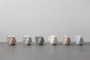<p>Hu Qingyan, <em>Edition of 6</em>, 2024 - 2025 (No. 1 - No. 6), marble (replicas of a single rock, cut out of several marble blocks), 6 pcs, each 52 x 45 x 42 cm</p>
