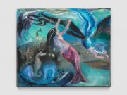 <p>Klodin Erb, <em>Mermaids #14</em>, 2023, ink, oil, acrylic spray paint and acrylic glitter paint on raw canvas, 35 x 42 cm,&nbsp;photo: Stefan Altenburger</p>
