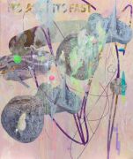 <p>王墒，<em>C Rock 105</em>，2018，布面丙烯，丝网印，180 x 150 cm</p>
