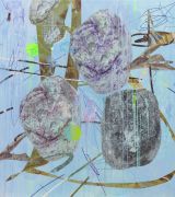 <p>王墒，<em>C Rock 52</em>，2017，布面丙烯，丝网印，160 x 180 cm</p>
