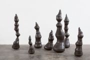 <p>Hu Qingyan, <em>Idiots No. 2</em>,&nbsp;2016, carbon steel, air, 7 pcs, height from 79 to 188 cm</p>
