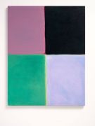 <p>Rosalind Nashashibi, <em>Lilac green</em>, 2025, oil on linen, 110 x 85 x 3 cm</p>
