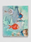 <p>Klodin Erb, <em>Mermaids #24</em>, 2023, ink, oil and acrylic spray paint on raw canvas, 42 x 35 cm, photo: Stefan Altenburger</p>
