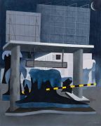 <p>苗妙，<em>有海浪的城市夜晚</em>，2025，布面混合媒介，200 x 160 cm</p>
