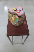 <p>Tanya Goel, <em>C.P.W.D. Fragments - 61, Kasturba Nagar</em>, 2019, found construction debris from demolition sites, 25.4 x 71.2 x 19 cm; 74 x 30.5 x 23 cm (stool)</p>
