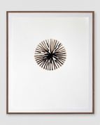 <p>Mirko Baselgia, <em>Introverted (Circle)</em>, 2020, drawing, ink out of the Coprinus Comatus on paper with walnut frame, 33 x 27.5 cm,&nbsp;photo: Stefan Altenburger</p>
