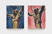<p>Chen Zuo, <em>Treeman</em>, 2018, oil on board, 2 pieces, each 41 x 32 cm</p>
