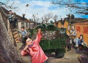 <p>曹雨，<em>最后一只麻雀</em>，2022，布面油画，210 x 290 cm，双联拼接（每联 210 x 145 cm）</p>
