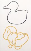 <p>Aldo Walker, <em>Ohne Titel (Enten)</em>, 1987, dispersion paint on cotton, 190 x 112 cm</p>
