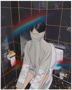 <p>陈飞，<em isrender="true">黑色背景肖像</em>，2018，亚麻布、丙烯，100 x 80 cm (画芯尺寸)，106 x 86 x 6 cm (外框尺寸)</p>
