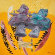 <p>Xie Nanxing,&nbsp;<em>Untitled (Slightly Faster),</em> 2023, oil on canvas, 200 x 200 cm (right)</p>
