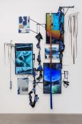 <p isrender="true">Cheng Ran, <em isrender="true">The Dream of Jerusalem (Diary of a Madman - Jerusalem)</em>, 2017, aluminum board, film still, film roll, single channel HD video, TV-set, TV rack, paint, ready-made object, 380 x 275 cm</p>
