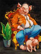 <p>曹雨，<em>Boss</em>，2022，布面油画，195 x 150 cm</p>
