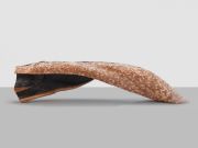 <p>Mirko Baselgia,&nbsp;<em>The Turning of the Mind &ndash; The Form Follows,</em> 2025, apple tree wood shingles on, apple tree trunk, 49 x 220 x 33 cm</p>
