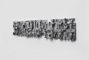 <p>Yang Mushi, <em>Materialization - Competition First, Friendship Second</em>, 2024 - 2025, aluminum, 31.8 x 170 x 6 cm</p>
