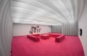 <p>Lang/Baumann, <em>Comfort #1</em>5, 2017, polyester fabric, blower, carpet, wood, 13.8 x 9.6 x 3.2 m, installation view, <em>Swiss Pop Ar</em>t, Aargauer Kunsthaus, Aarau, Switzerland</p>
