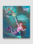 <p>Klodin Erb, <em>Mermaids #20</em>, 2023, ink, oil, acrylic spray paint and acrylic glitter paint on raw canvas, 42 x 35 cm,&nbsp;photo: Stefan Altenburger</p>
