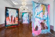 <p>Klodin Erb<em>, A different kind of furs,</em>&nbsp;installation view solo show at Istituto Svizzero, Rome, 2023.</p>

<p>Works from the series&nbsp;<em>venusinfurs</em>, 2022/23, oil, acrylic and acrylic spray paint on canvas, fabric frame, ca. 365 x 240 cm (each)</p>

<p>From left to right:&nbsp;<em>Himmelfahrt Jasons&nbsp;</em>(Ascension of Jason),&nbsp;<em>Schleier, Kette und Fuchsschw&auml;nzchen (</em>Veil, chain and foxtail),<em>&nbsp;</em><em>Der Aufstand der Sabinerinnen&nbsp;</em>(The Revolt of the Sabine Women)</p>

<p>Photo&nbsp;&copy; Ela Bialkowska, Okno Studio</p>

