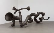 <p>Hu Qingyan, <em>Go in One Ear and out The Other No. 2,</em> 2016, carbon steel, air, 166 x 485 x 188 cm</p>
