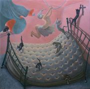 <p>Yan Bingqing, <em>席梦思</em>, 2015, tempera on board, 100 x 100 cm</p>
