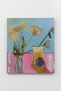<p>Rosalind Nashashibi, <em>Chrysanthemums, Hand with Stone</em>, 2025, oil on linen, 70 x 60 cm</p>
