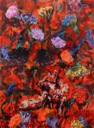 <p>Rebekka Steiger, <em>untitled</em>, 2024, tempera and acrylic ink on canvas, 150 x 110 cm</p>
