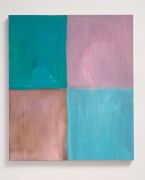 <p>Rosalind Nashashibi, <em>Turqoise Pink</em>, 2025, oil on linen, 70 x 60 x 2 cm</p>

