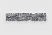 <p>Yang Mushi, <em>Materialization - Competition First, Friendship Second</em>, 2024 - 2025, aluminum, 31.8 x 170 x 6 cm</p>
