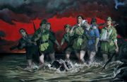 <p>Wang Xingwei, <em isrender="true">Eight Women&#39;s Suicide in a River</em>, 2003, oil on canvas, 195 x 300 cm</p>
