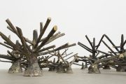 <p>Hu Qingyan, <em>Fruitless Trees</em>, 2014, cast bronze, 29 pcs, sizes vary from 11 x 21 x 10 cm to 45.5 x 92 x 56 cm</p>
