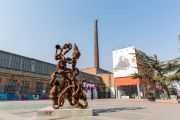 <p>Installation view at Bauhaus Square in 798 Beijing, Hu Qingyan, <em>Go in One Ear and out The Other No. 5</em>, 2017 - 2018,carbon steel, air,<br />
410 x 212 x 190 cm</p>
