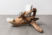 <p>Hu Qingyan, <em>Nonfunctional Object I</em>,&nbsp;2018, nanmu wood, marble (different colors), 69 x 116 x 97 cm</p>
