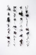 <p>Hu Qingyan, <em>Seven-character Quatrain 1</em>,&nbsp;2015, rebar, 28 pcs, sizes vary from 7 &times; 11.5 &times; 12 to 17 &times; 62 &times; 19 cm, installation size 248 &times; 136 &times; 32 cm</p>
