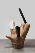 <p>Hu Qingyan, <em>The Guardian Angel II</em>,&nbsp;2018, wood (plane tree), marble (different colors), 219 x 140 x 125 cm</p>
