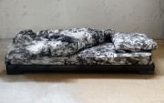 <p>Julia Steiner, <em>night space</em>, 2012, oil on cotton, mattress, pillow, blanket, wood, 200 x 90 x 40 cm</p>
