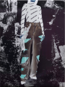<p>托比亚斯&middot;卡斯帕，<em>Personal Shopper (Farfetch, Balenciaga, Jeans-INVERTED)</em>，2021，丙烯，丝网印刷，喷墨印刷于底漆棉上，40 x 30 cm</p>
