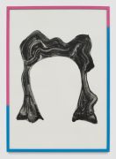 <p>Klodin Erb,&nbsp;<em>Blacky (from the series "Avatar"),</em> 2020, oil on paper (monotype), enamel on wood (frame), 100 x 70 cm (framed)</p>
