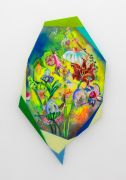 <p>Klodin Erb,&nbsp;<em>Flowers for Sale #1,</em> 2021, Acrylic, oil and spray paint on printed PVC tablecloth, 135 x 78 cm</p>
