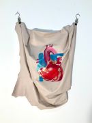 <p>Klodin Erb,&nbsp;<em>Herzkammer #3,</em> 2023 / 2024, Metallic acrylic paint and sewing thread on dyed lamb leather, two clothes hooks and clips, ca 90 x 70 cm</p>
