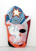 <p>Klodin Erb,&nbsp;<em>Goddess of Rabbits, Stars and Black Holes,</em> 2022, Spray paint and enamel on wood (polygon), 179 x 111 cm</p>
