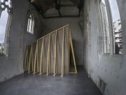 <p>Lang/Baumann, <em>Open #2</em>, 2014, wood, lacquer, 20.5 x 5.5 x 5.4 m, installation view, Les &eacute;glises - Centre d'art contemporain, Chelles, France</p>
