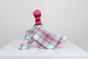 <p>Miao Miao, <em>Ankles After Work</em>, 2025, plastic, foaming powder, acrylic, steel wire, fabric, 39 x 50 x 18 cm</p>
