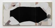<p>Miao Miao, <em>Funeral</em>, 2023, oil, pigment, wax, acrylic on wood, 106 x 225 cm (3 panels, each 106 x 75 cm)</p>
